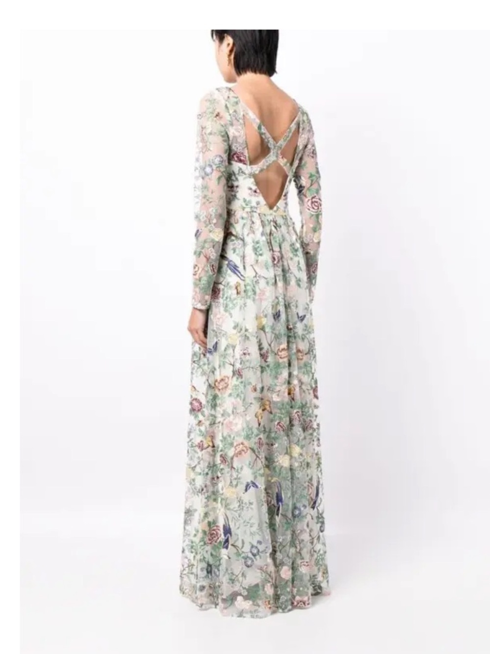 Marchesa Floral Embroidered Long Sleeve Maxi Dress botanical size 4 bride - Picture 2 of 13